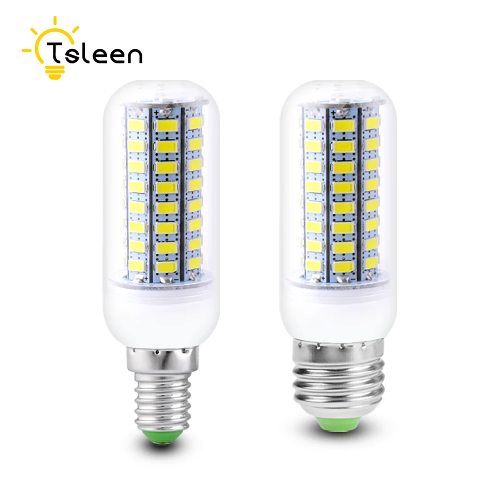 

HIGH Quality E27 LED Lamp 220V SMD 5730 E14 LED Light 24 36 48 56 69 72 LEDs Corn Bulb Chandelier For Home Lighting LED Bulb