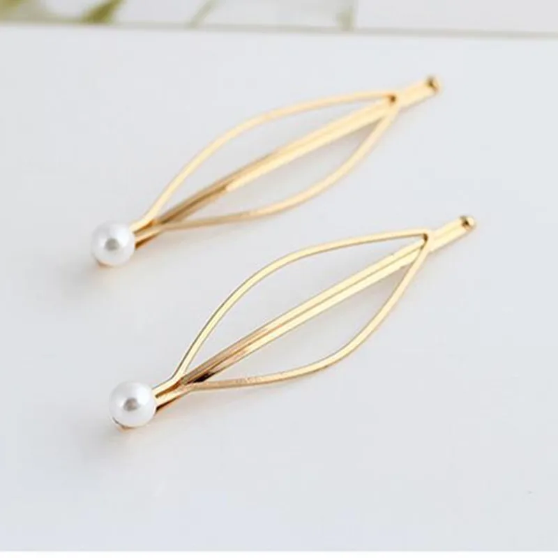 

Fashion Simple atmosphere European style jewelry wild imitation pearl gold hairpin side clip hair accessories hairpin headdress
