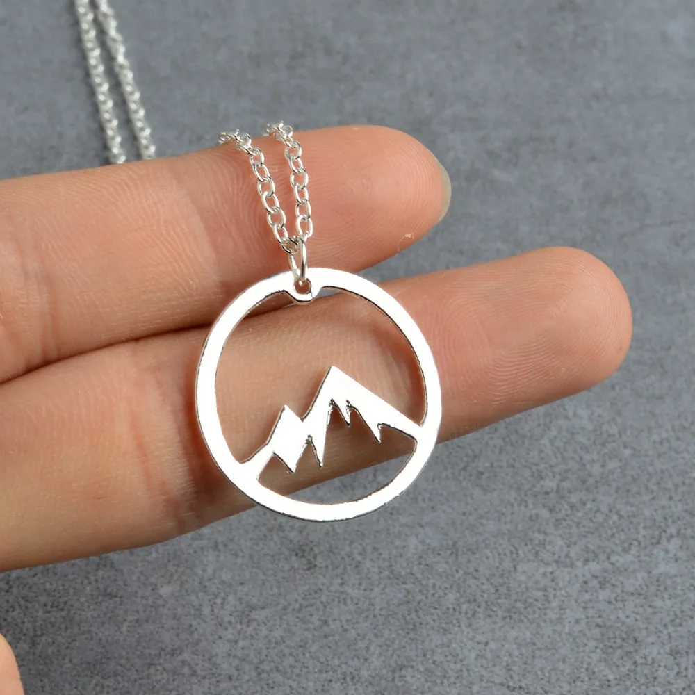 DXJEL Snowy Mountain Top Peak Pendant Necklace Mountain charm jewelry