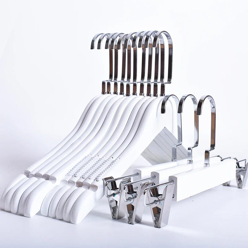 

10Pcs Lot Real Wood Hangers White Wooden Clothes Hanging Children's Clothes Hold Men's And Women's Clothes
