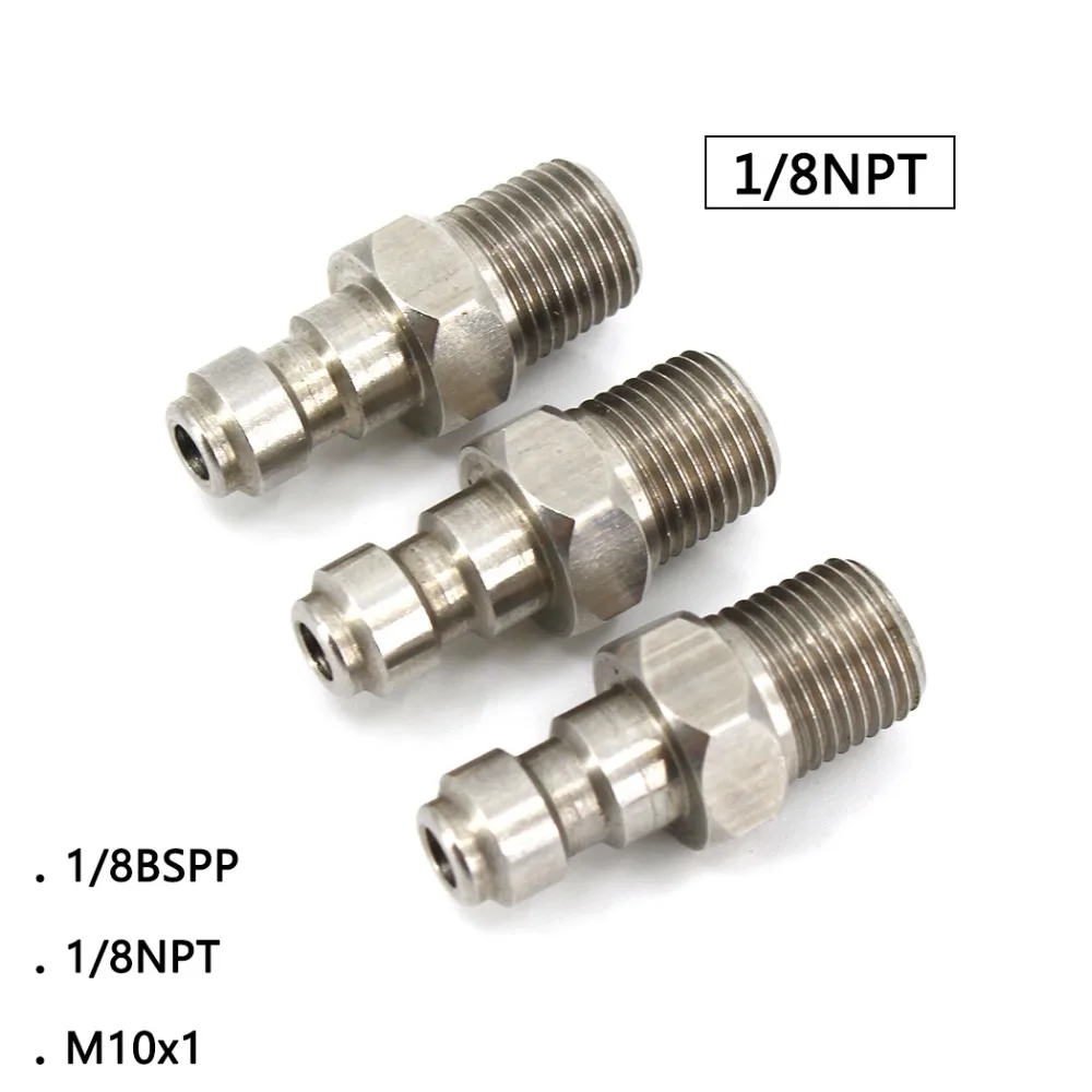 PCP Airforce Пейнтбольный соединитель высокого давления 1/8NPT 1/8BSPP M10x1 из нержавеющей