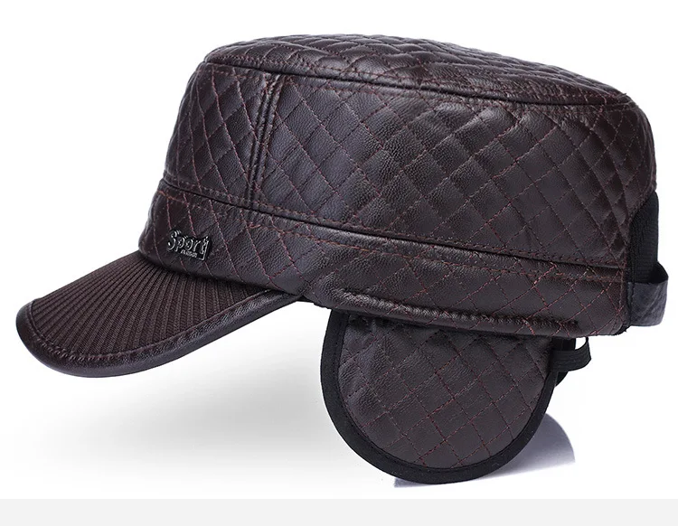New Warm Winter spring Ear Flaps For Men Hat Thickened Baseball Cap With Ears Men'S Flat top hat Can be waterproof hat_voghion.com