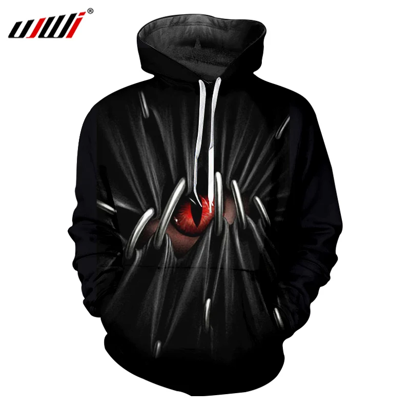

UJWI Men 3d Hoodies Print Red Eyes Skull Sweatshirt Man Hip Hop Streetwear Tracksuits Long Sleeve Hooded Hoody Crewneck Pullover