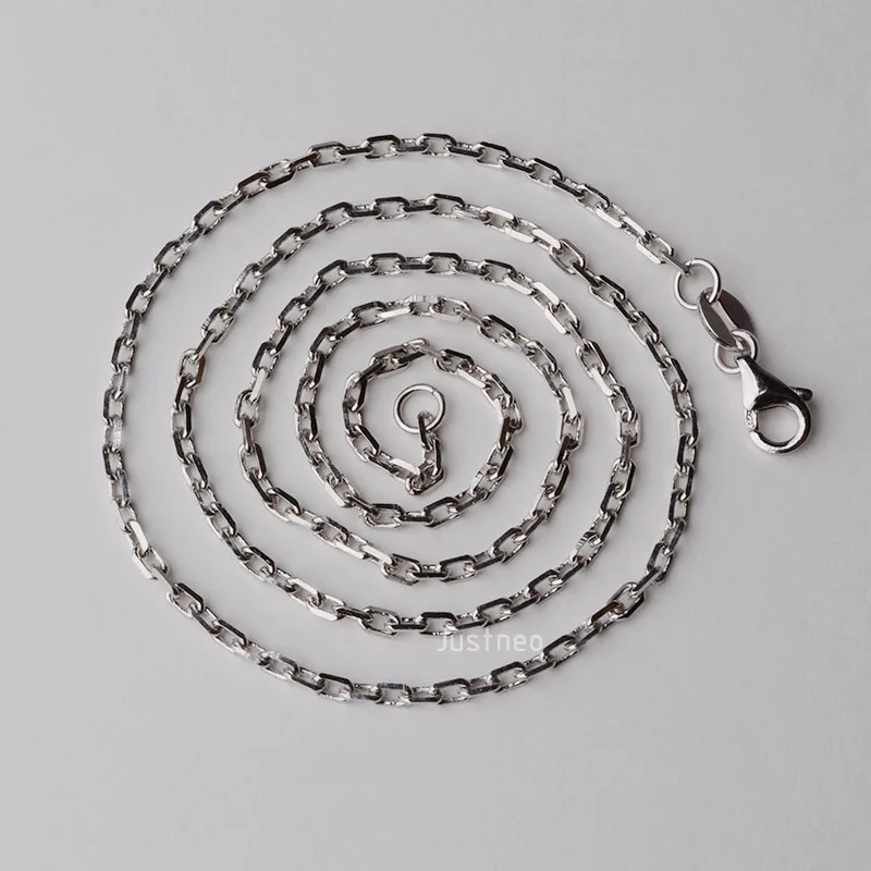 JustNeo, Твердое Серебро 925 пробы, овальная цепочка, ожерелье с родиевой пластиной 16-28 дюймов, базовые цепочки для кулонов