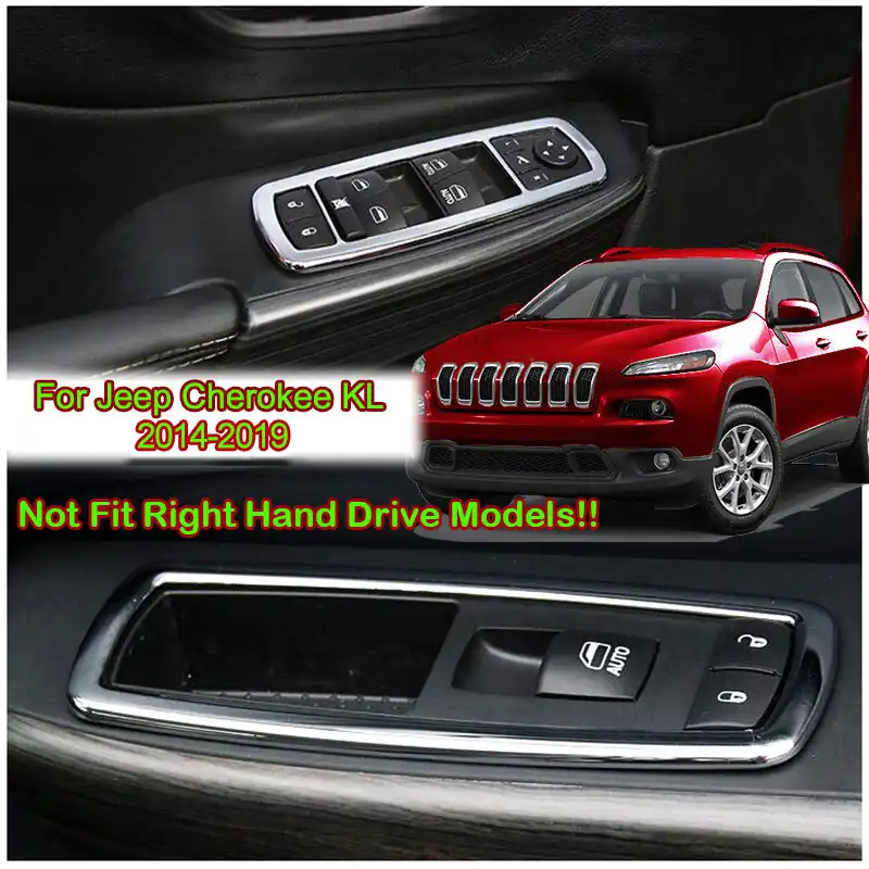 For Jeep Cherokee Kl Interior Window Switch Panel Chrome Trim Cover 2014 2015 2016 2017 2018 2019 Car Styling Accessories Bezel