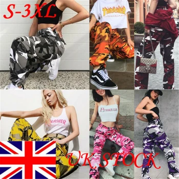 

New Women Camo Cargo High Waist Hip Hop Trousers Pants Military Army Combat Camouflage Long Pants Hot Capris