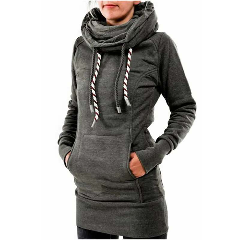 

Hooded cap Five-pointed star Drawstring Wool down Sleeve head Medium and long style Women's wear Hoodies