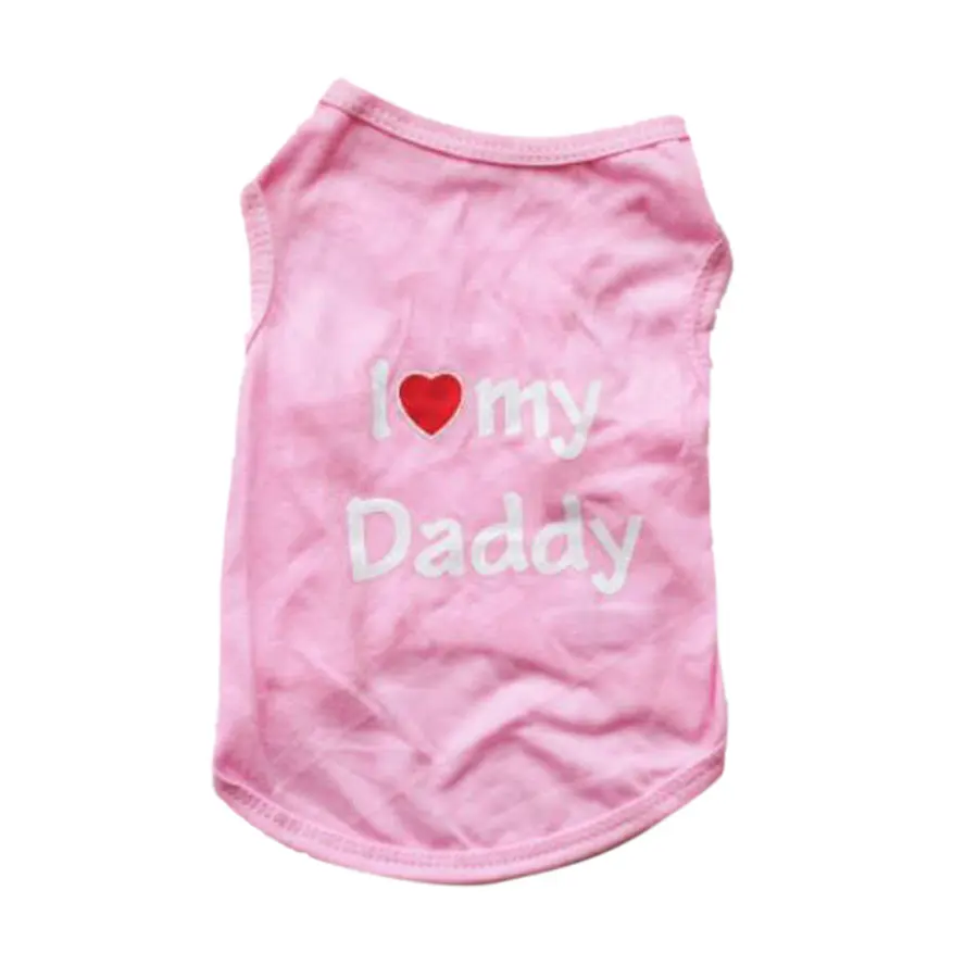 Футболки с котом для кошек Love Daddy Mommy напечатанный однотонный Цвет одежда для домашних животных, котов; хлопковое платье без рукавов котята жилет маленькая одежда с принтом в виде собак