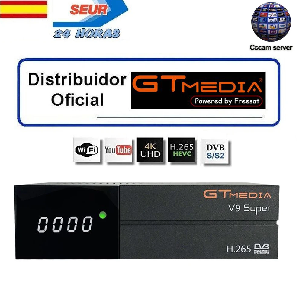 

V9 SUPER HEVC Satellite Receiver Gtmedia V9 SUPER HD 1080P Europe CCcam for 1 Year Spain Built-in Wifi Dongle Power by V8 NOVA