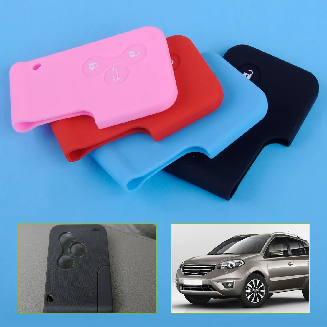 

beler 3 Button Remote Silicone Card Key Case Fob Cover Fit for Renault Scenic 2003 2004 Clio Megane Scenic II High Quality