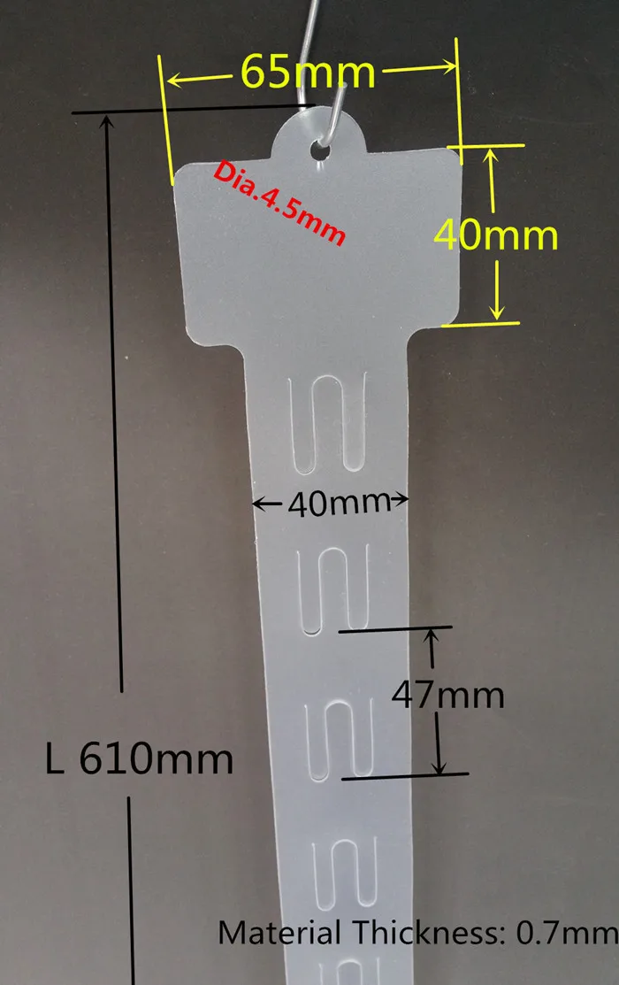 L61cm пластиковые прозрачные PP Розничные Висячие мерчендайзинг 12 клипов полосы продуктов рекламный дисплей в супермаркете магазин 250 шт