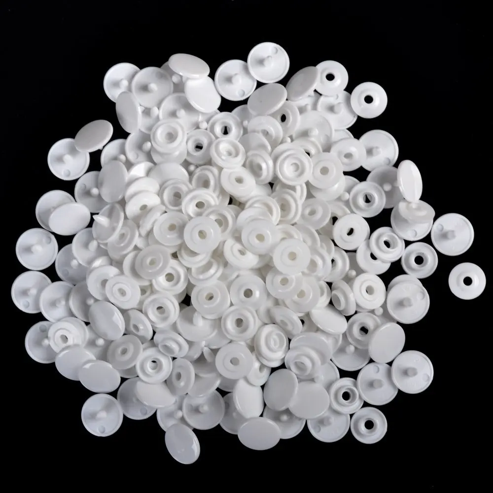 Pro KAM Button Fastener Snap Studs Pliers Punching Tool + 100SET KAM PLASTIC RESIN WHITE SNAPS BUTTON FASTENERS PRESS STUD