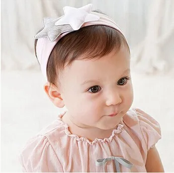 

40pcs/lot Baby Girl Birthday Headband Cotton Double Stars Headband