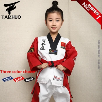 

2017 children Kids boys girls dobok WTF Approved Taekwondo fitness training Dobok Uniforms Long Sleeve kung fu Clothes110-150cm
