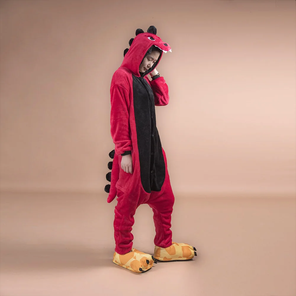Для взрослых Динозавр Kigurumi пижамный комплект Onesie женские пижамы Пижама зимняя