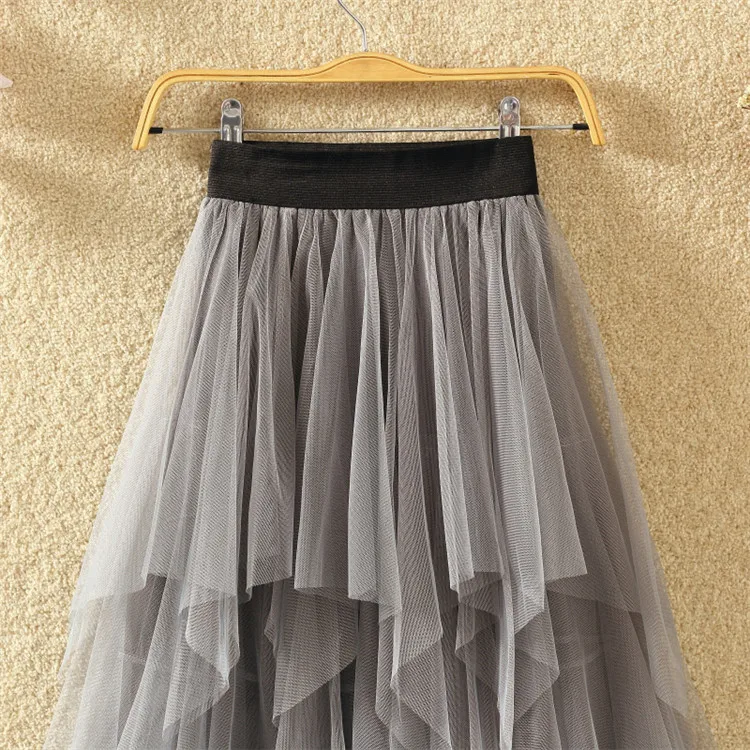 Винтаж фрагмент шить тюль юбки для женщин женские черный, белый цвет взрослых длинная юбка Эластичный Высокая талия плиссированные пляж