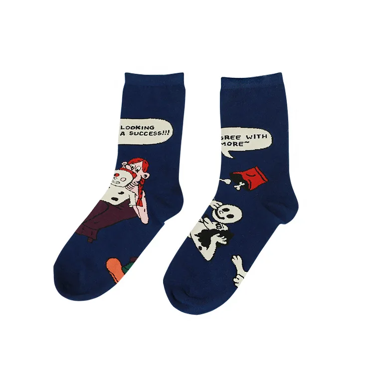 6 Pairs A Lot Harajuku Playful Pattern Women Cute Socks Cotton Cartoon Letters Striped Sock For Men