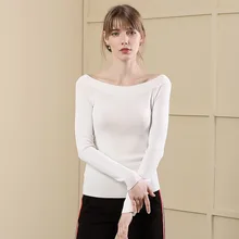 Осенний джемпер с одним плечом и открытой спиной, однотонный пуловер, трикотажная футболка, женский свитер, vestidos