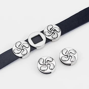 

10pcs Flower Slider Spacer Beads Findings For 14mm Flat Leather Bracelet