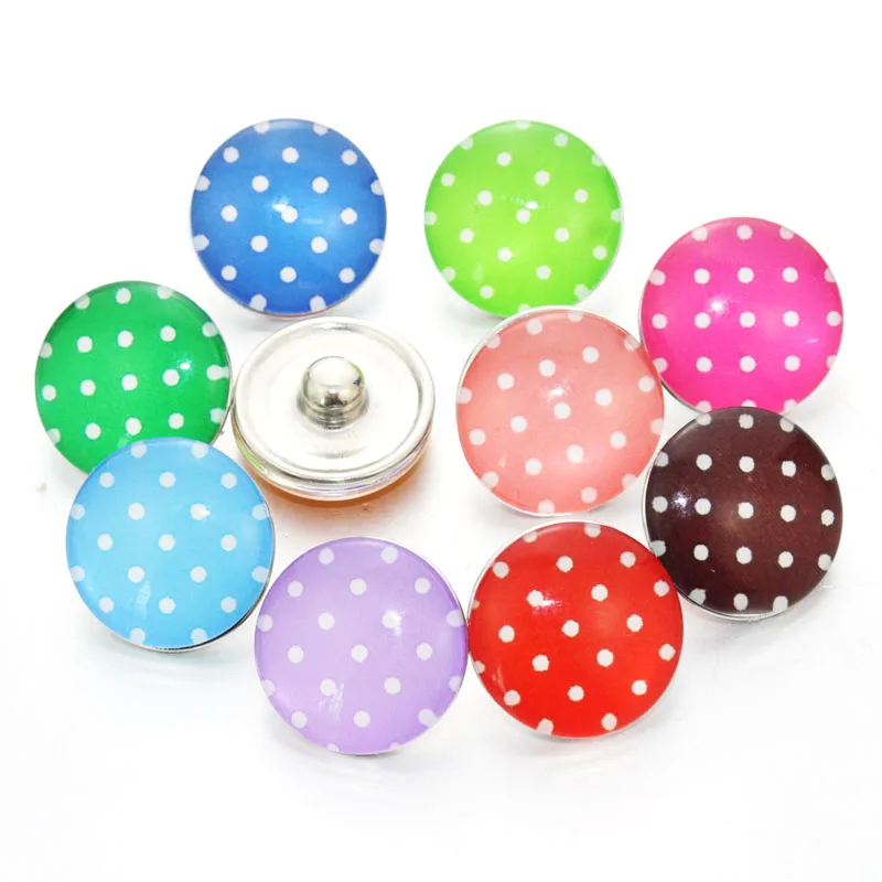Buy 12 PCS Mixed Printing Pattern Round Glass Snap