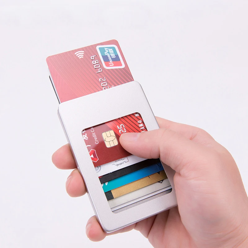 

Weduoduo Credit Card Holders RFID Aluminum Box Card Wallet Fashion Casual Card Case Solid Metal High Quality Wallets