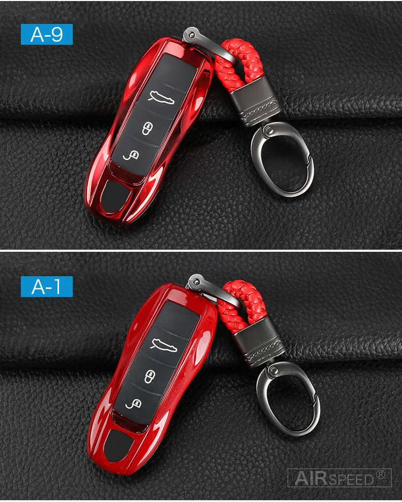 Airspeed 3pcs Car Key Case Key Cover Shell for Porsche Panamera Macan Cayenne Carrera Boxster Cayman 911 970 981 991 Accessoires (8)