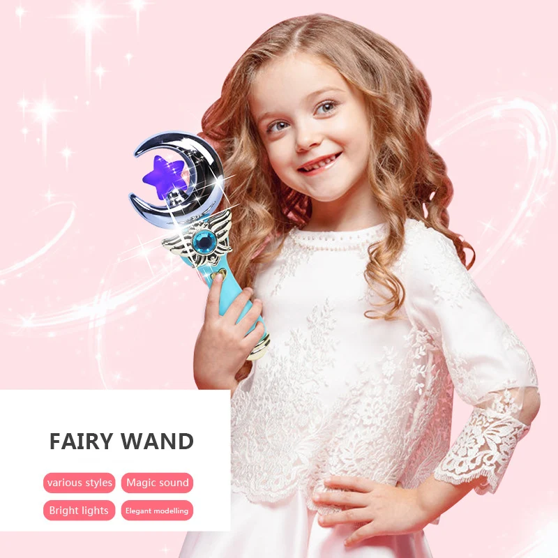 Girls Magic Stick Wand Baby Lovely Play Toy Music Illuminate Cane Educational Cosplay Toy Fairy Glow Stick For Cosplay Toy