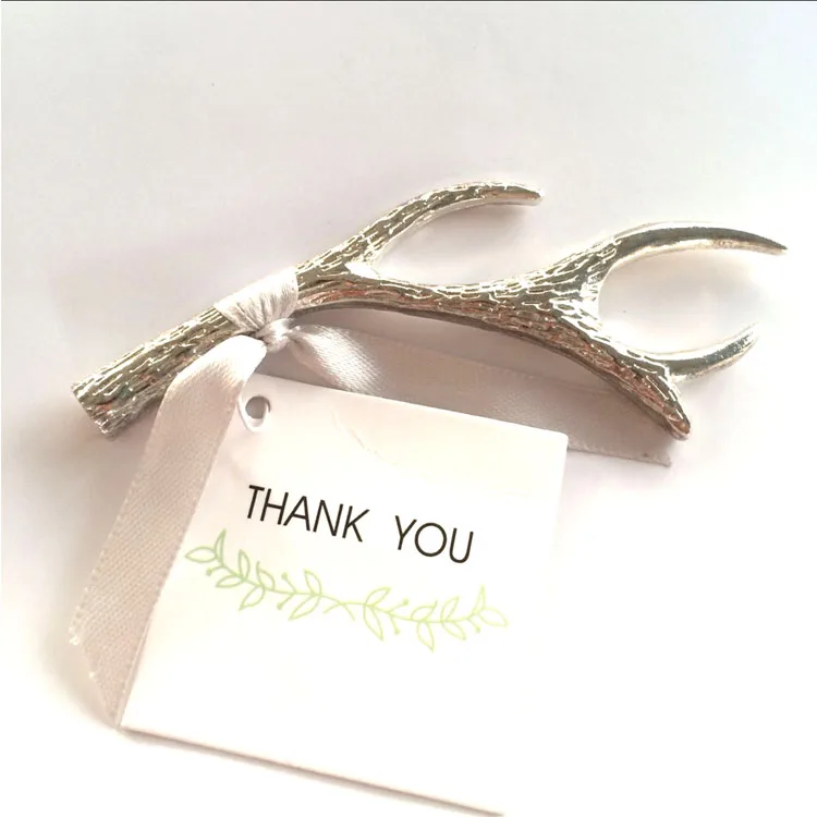 Antler Bottle Opener in white Organza Bag Wedding Party Favor guest present gift