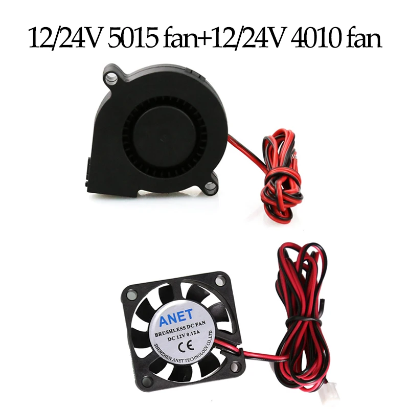 2pcs anet A6 A8 fans DC12 24V Cooling extruder 5015 Air blower 4010 Fan Circuit board