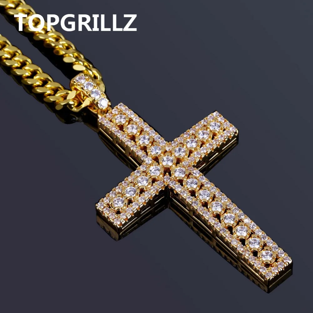TOPGRILLZ хип-хоп рок мужские и женские ювелирные изделия ожерелье золото/серебро Цвет Iced Out микро Pave кубический циркон крест кулон ожерелье s