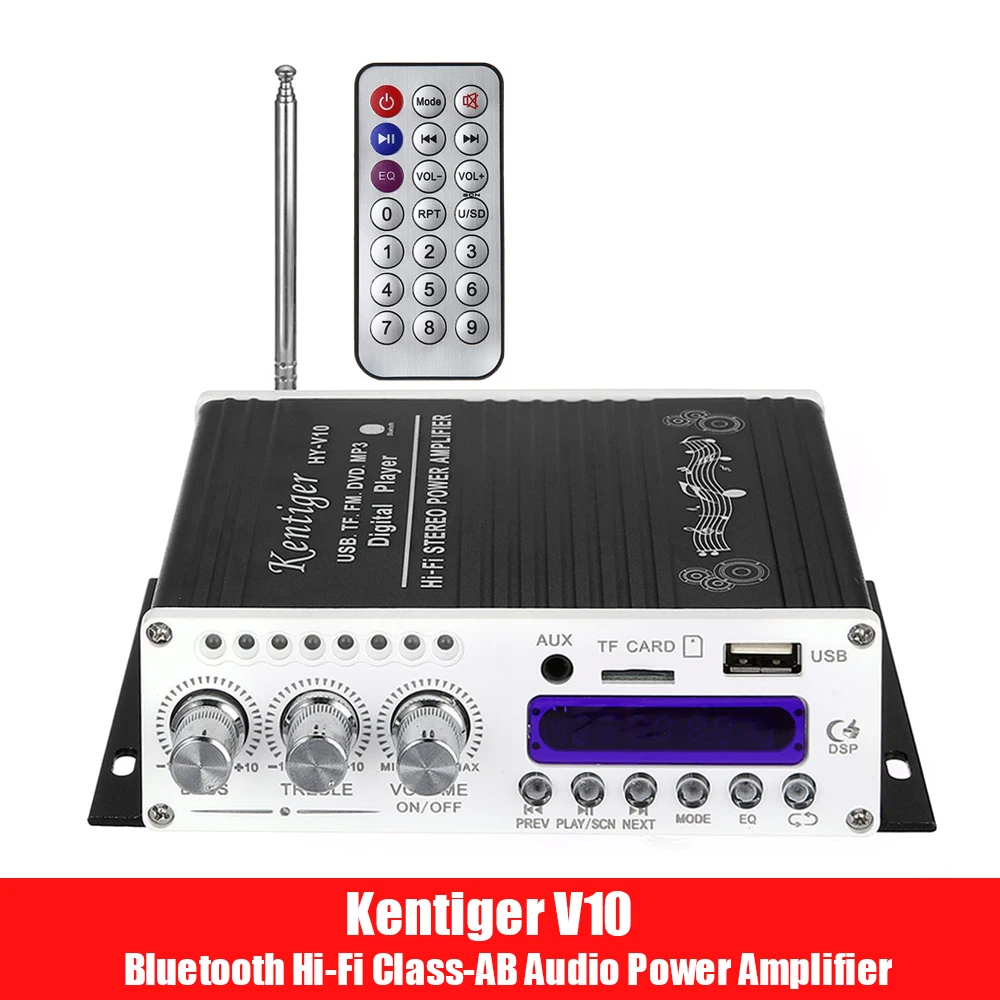 Kentiger V10 Bluetooth Hi-Fi Class-AB Stereo Super Bass Audio Power Amplifier Senior Shielding Inductor Wireless Amplificador