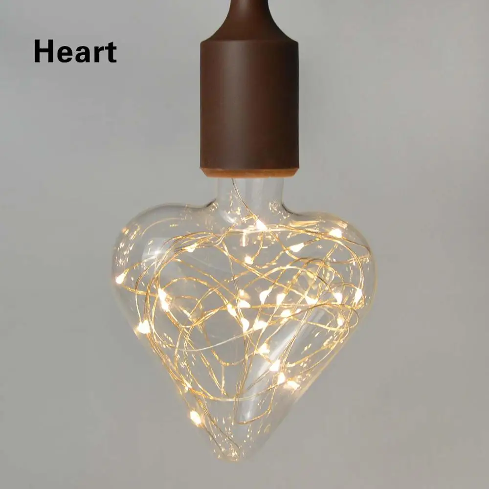 Дизайн светодиодные лампы 3D фейерверк гирлянды лампа E27 красочные Bombillas ретро стекло Lampara ампулы рождественские украшения - Испускаемый цвет: Heart