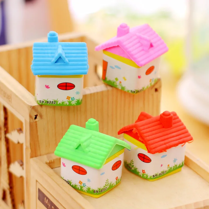 

1 PCs Cute Little House Eraser Student Stationery Wholesale Erasers for Kids Kawaii Cute Gifts