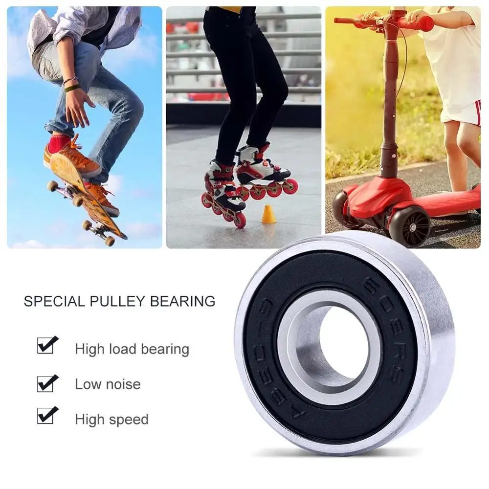 

10 pcs/set Skateboard Bearings Stainless Steel Bearings 608RS ABEC-9 Double Shielded Professional for Skateboard (8 x 22 x 7)