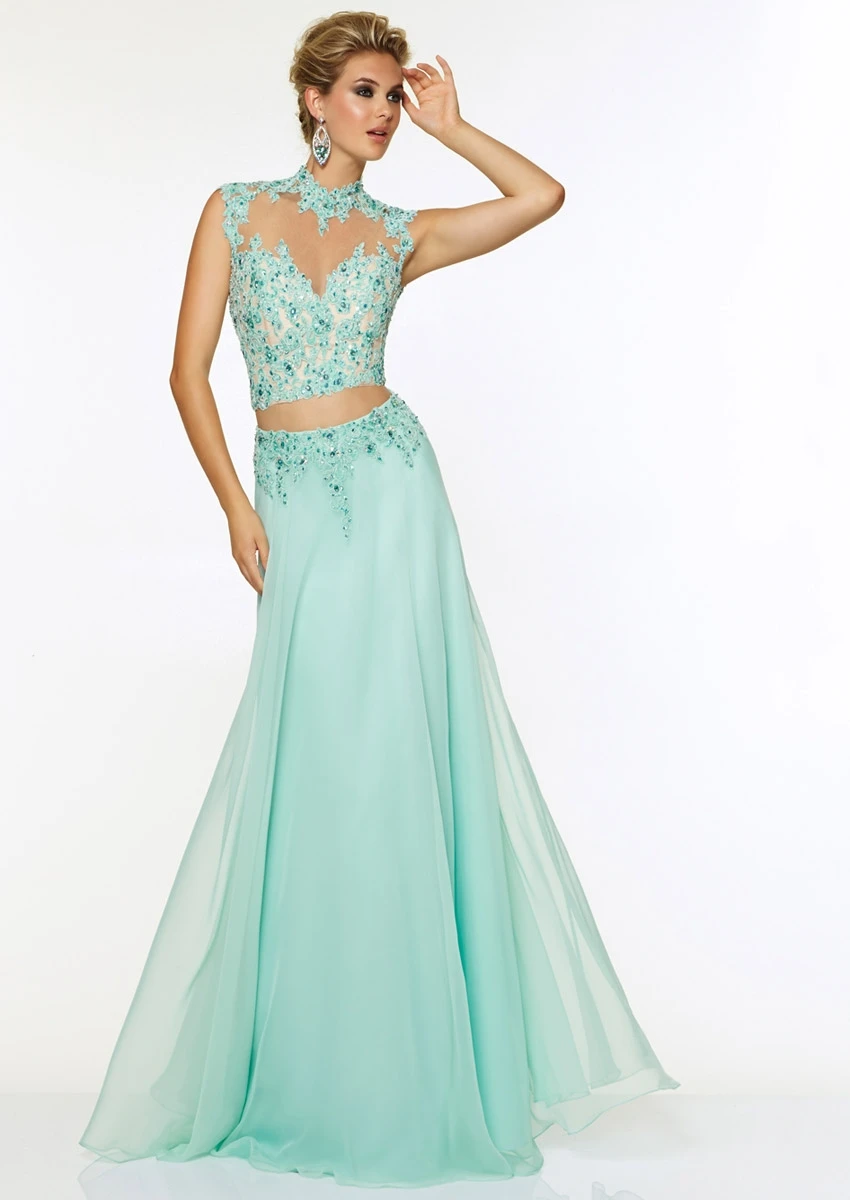 Backless Mint Prom Dresses