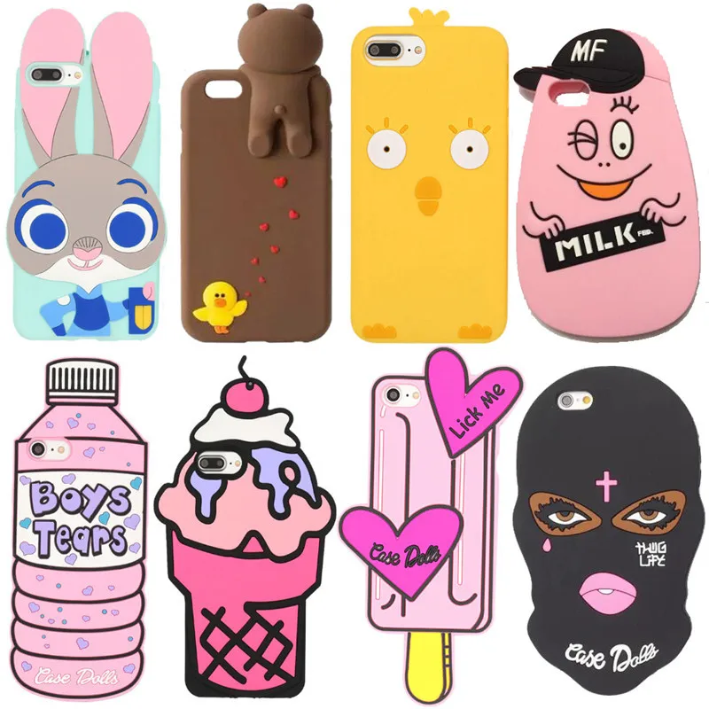 3D милый мультфильм чехол для iphone 7 плюс бутылка Boys Tears мороженое Lick Me Fat Man розовые