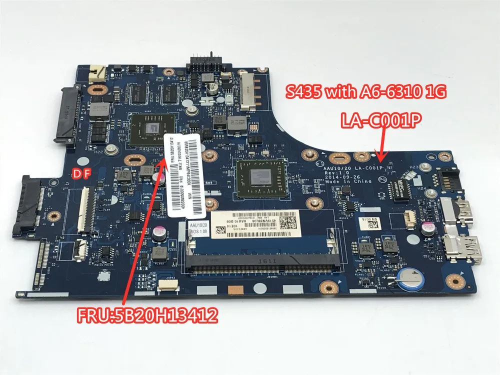 

Free Shipping FRU 5B20H13412 Mainboard For Lenovo S435 Laptop motherboard with A6-6310 CPU 1G AAU10/20 LA-C001P Fully tested