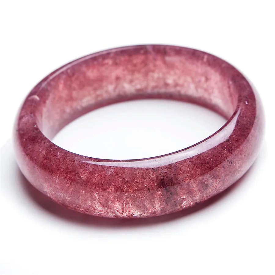 

Women Lady Fashion Love Bangles Transparent Genuine Natural Red Strawberry Quartz Crystal Bangle Inner Diameter 58mm
