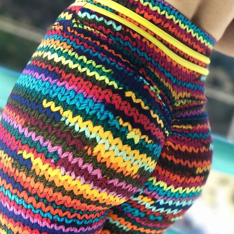 

2019 Push Up Women's Legging Knitting Polyester Ankle-Length Jeggings Stretching Novel Print High Waist Girl Legging Fitness