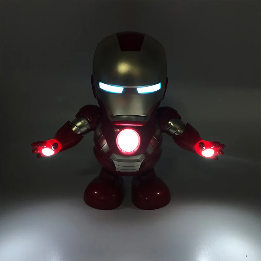

New Hot Avenger Steel Machine Man Dancing Robot Light Electric Music Toy Marvel Series Electric Iron Man Robot Children Gifts