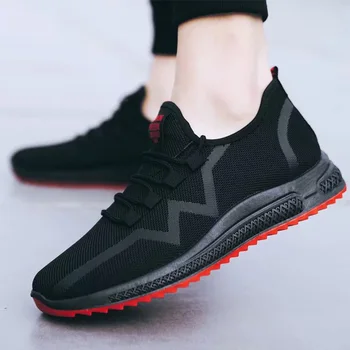 

Oloey 2019 spring Men's Leisure tie running sneakers Korean fashion casual breathable low-cut tie Mesh running shoes