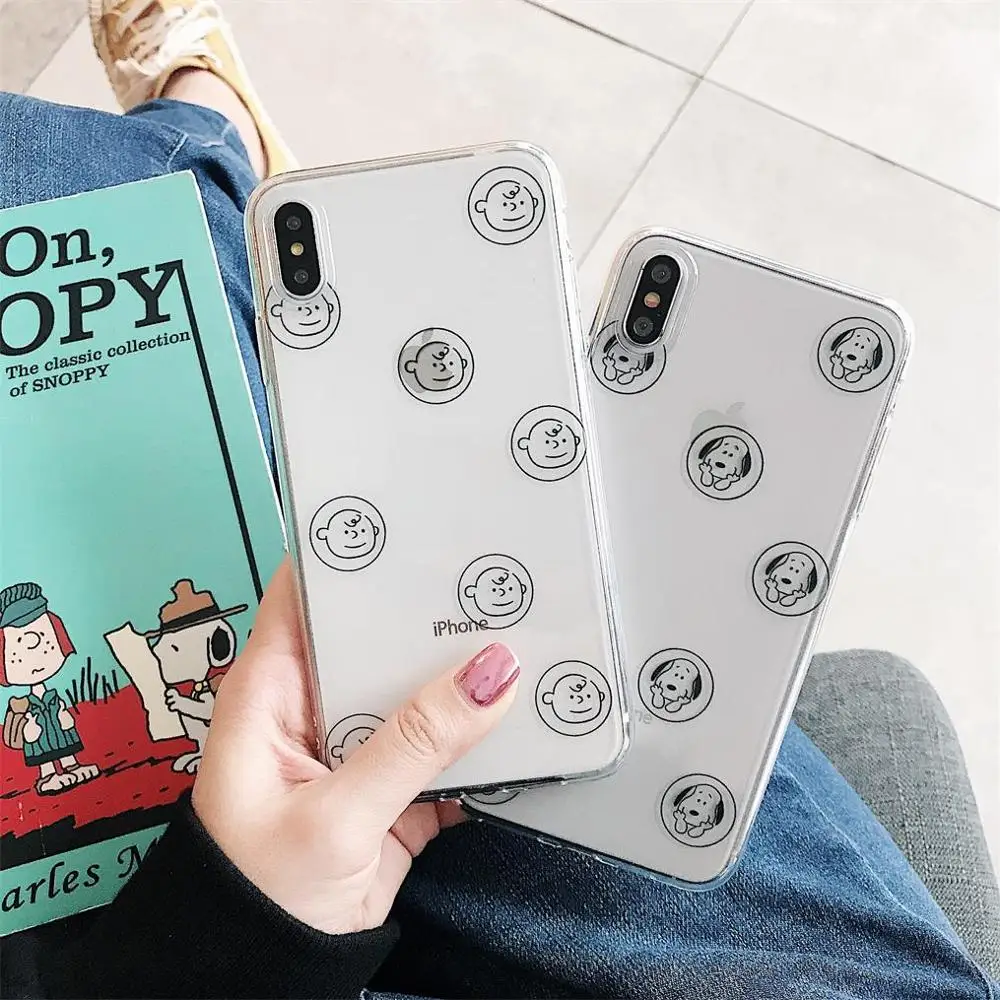 

Personality Transparent cute cartoon Charlie and dog Soft phone case for iphone7 case 6 6s 8plus X XR XS MAX TPU back case