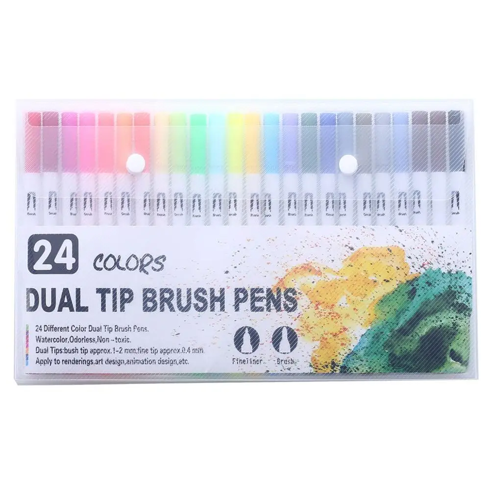 100 шт цветные тонкие ручки с двойным наконечником, ручки для рисования, акварельные ручки для рисования, маркеры для раскрашивания, манга, каллиграфия - Цвет: 24 white color