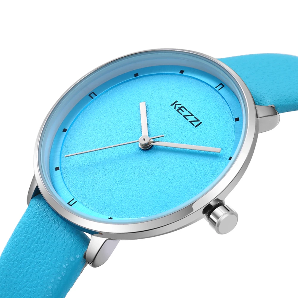 

KEZZI Women's Wrist Watch Ladies Simple Watch Women Thin Fashion White Women Leather Watches Clock 2018 reloj mujer Hot