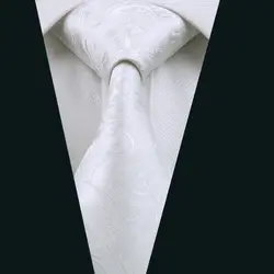 Dh-393 Для мужчин S Белый Галстук Пейсли галстук шелк жаккард Галстуки для Для мужчин Бизнес Свадебная нарядная одежда, Бесплатная доставка
