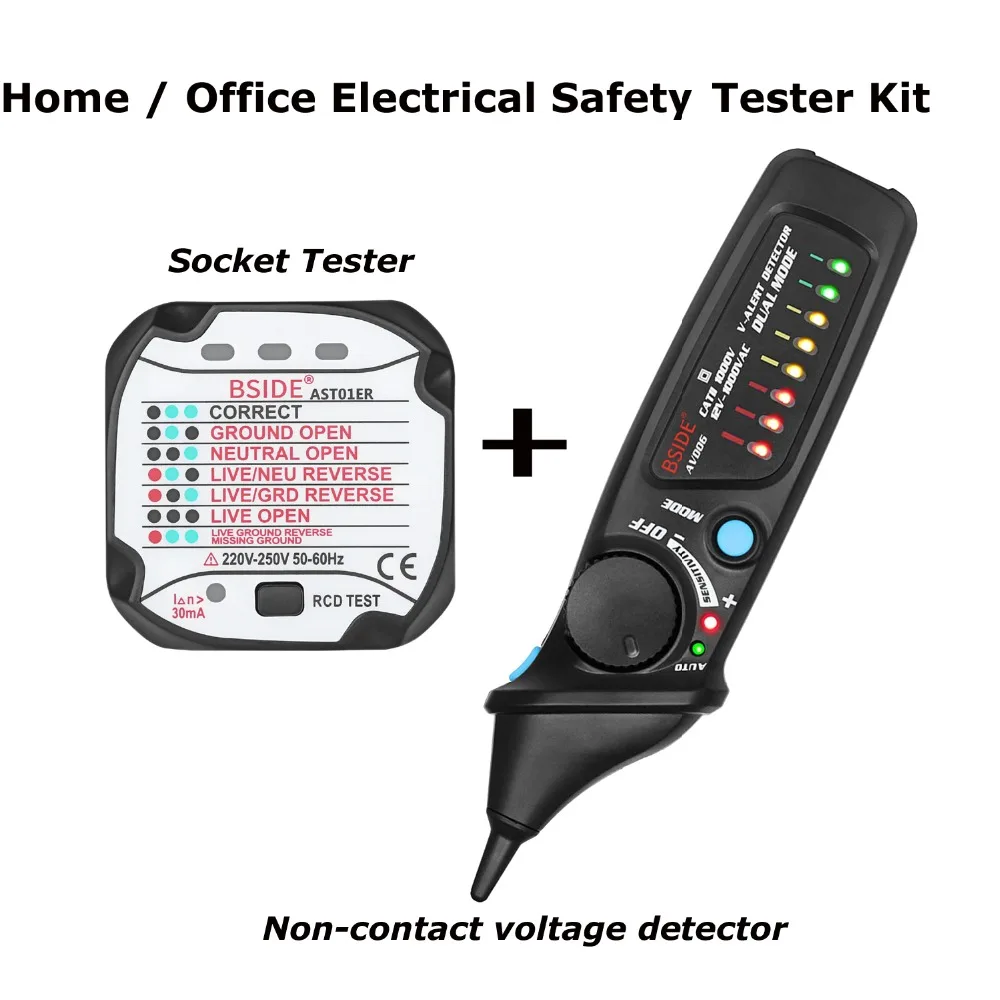 Bside Electrical Safety Tester Kit, includes a Non Contact Voltage Tester and Socket Outlet