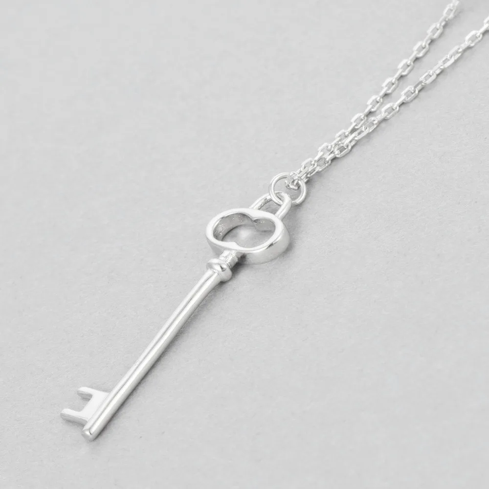 Key love necklace women 100% 925 Sterling silver nacklace Jewellery Clavicle chain pendant charms girl gift