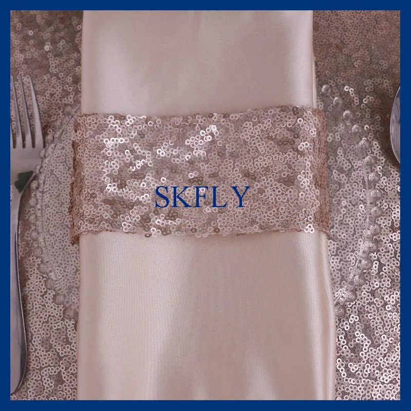 

NP002D New cheap wholesale custom made 6cm*15cm many colors wedding decoration handmade champagne sequin table napkin holder