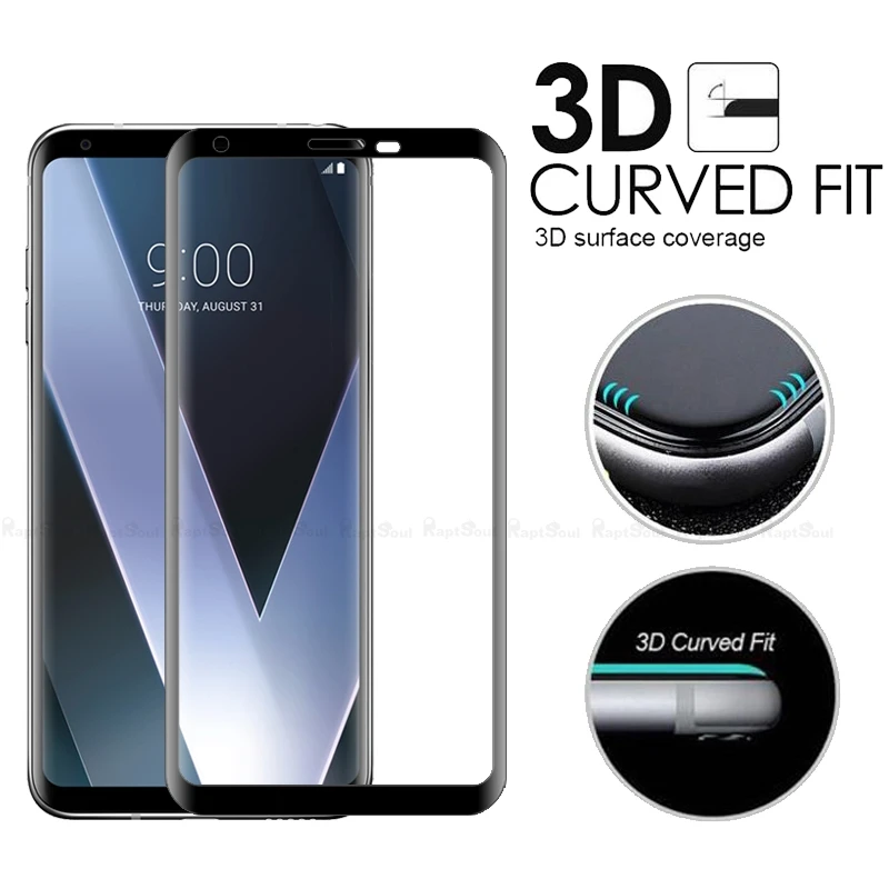 HereCase 3D закругленные края полное покрытие закаленное стекло для LG V30 V30S V35 V40 V50 G8 G7 Plus ThinQ защитная пленка