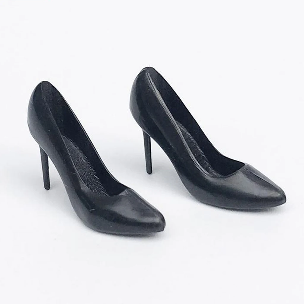 1/12 Scale Miniature Plastic Black High Heel Shoes Dolls Accessories for Doll House Room Furniture Woman Figures Accessory Decor